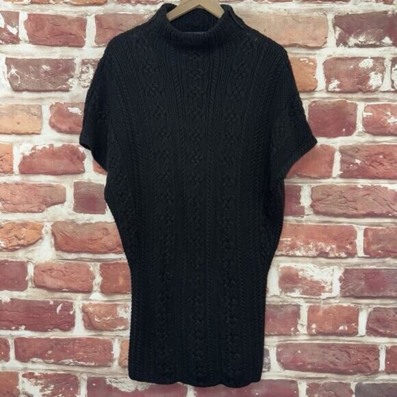 Ralph Lauren Sweater Dress Women's L Black Silver Metallic Cable Knit Blue Label - Picture 8 of 10